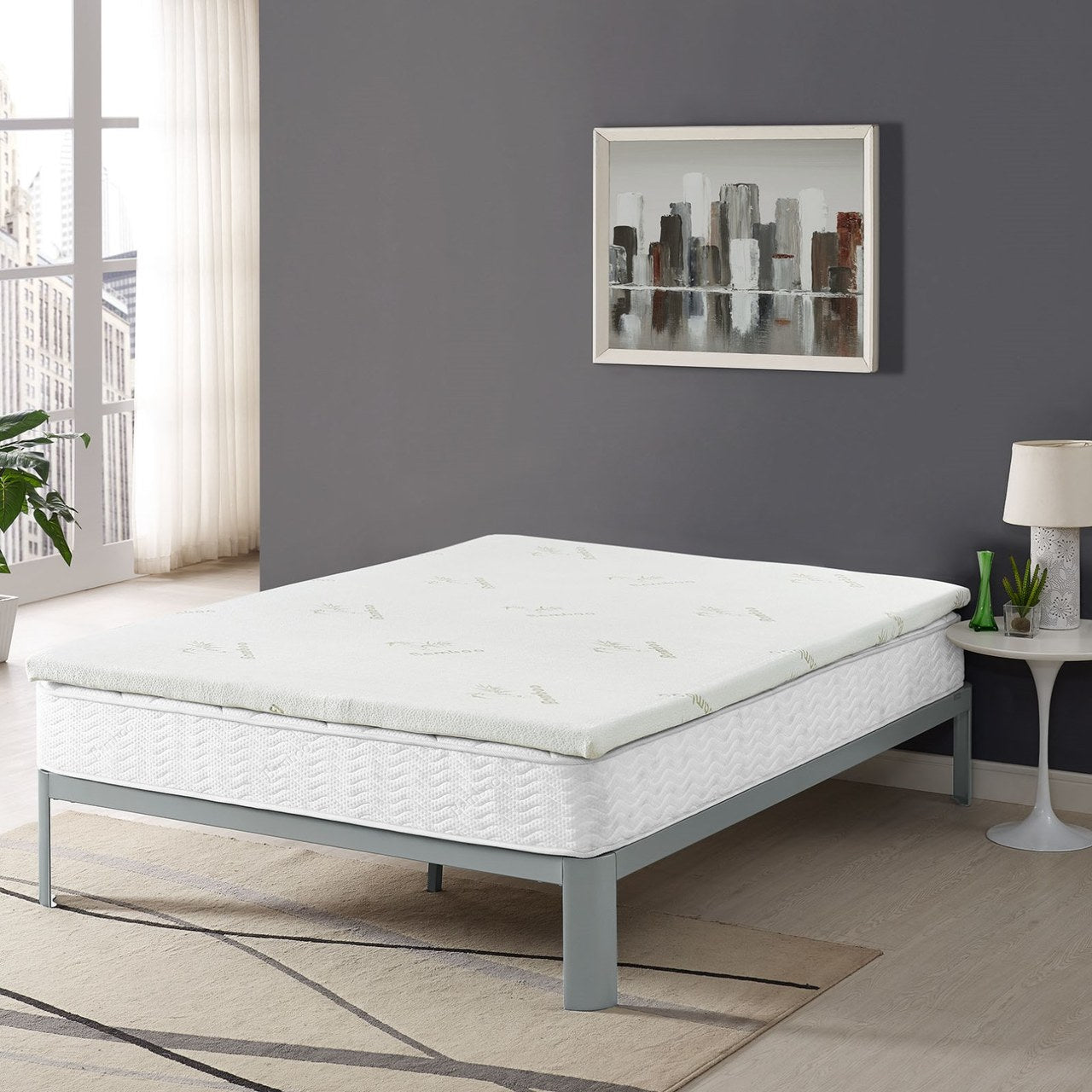 Relax Full 2" Gel Memory Foam Mattress Topper, White, Fabric 12444