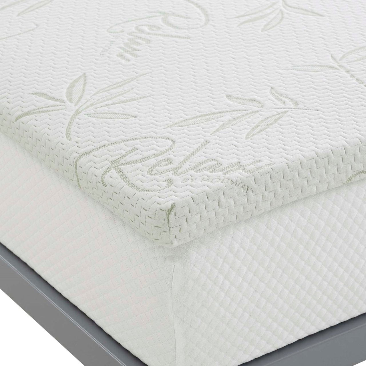 Relax Queen 2" Gel Memory Foam Mattress Topper, White, Fabric 12445