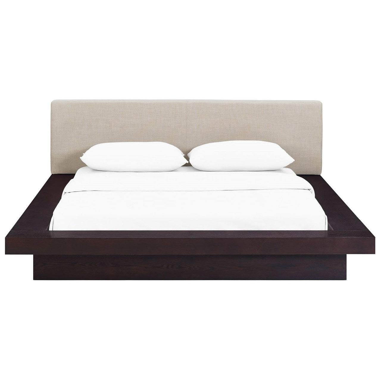 Freja Queen Fabric Platform Bed, Beige, Fabric 12986