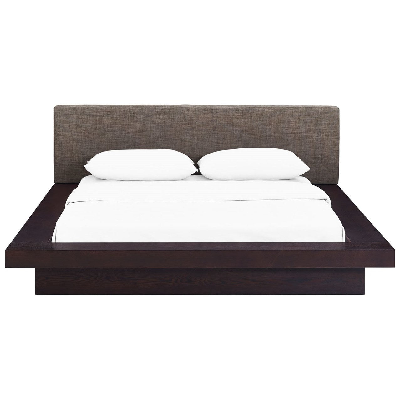 Freja Queen Fabric Platform Bed, Brown, Fabric 12987