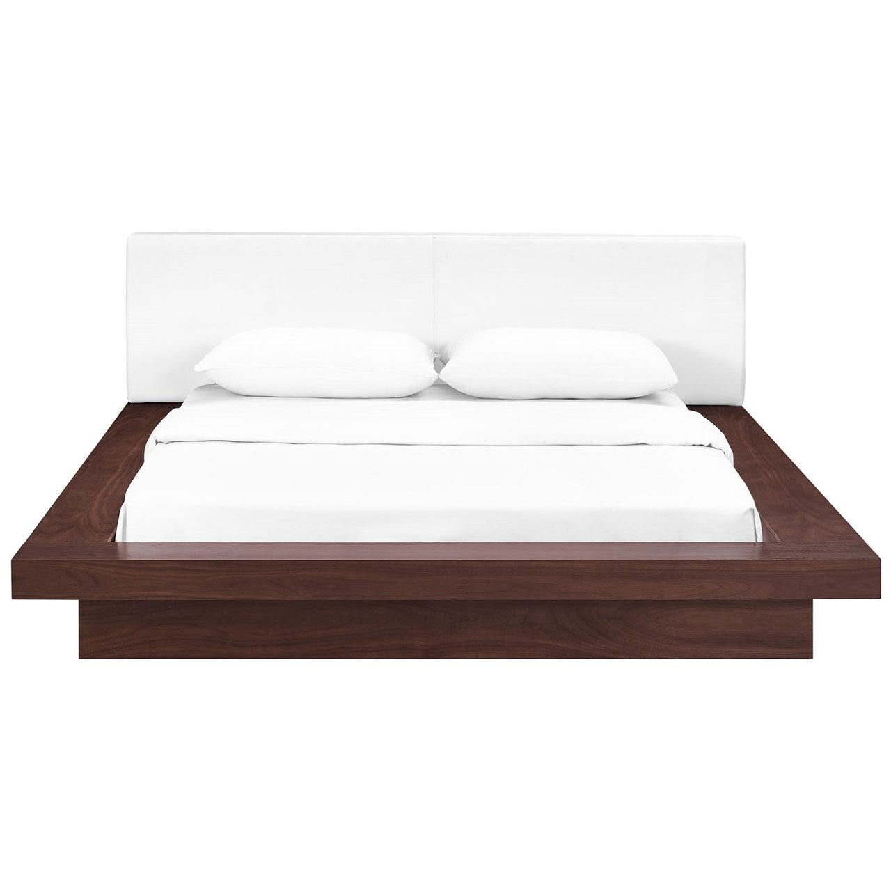 Freja Queen Vinyl Platform Bed, White, Fabric 12999
