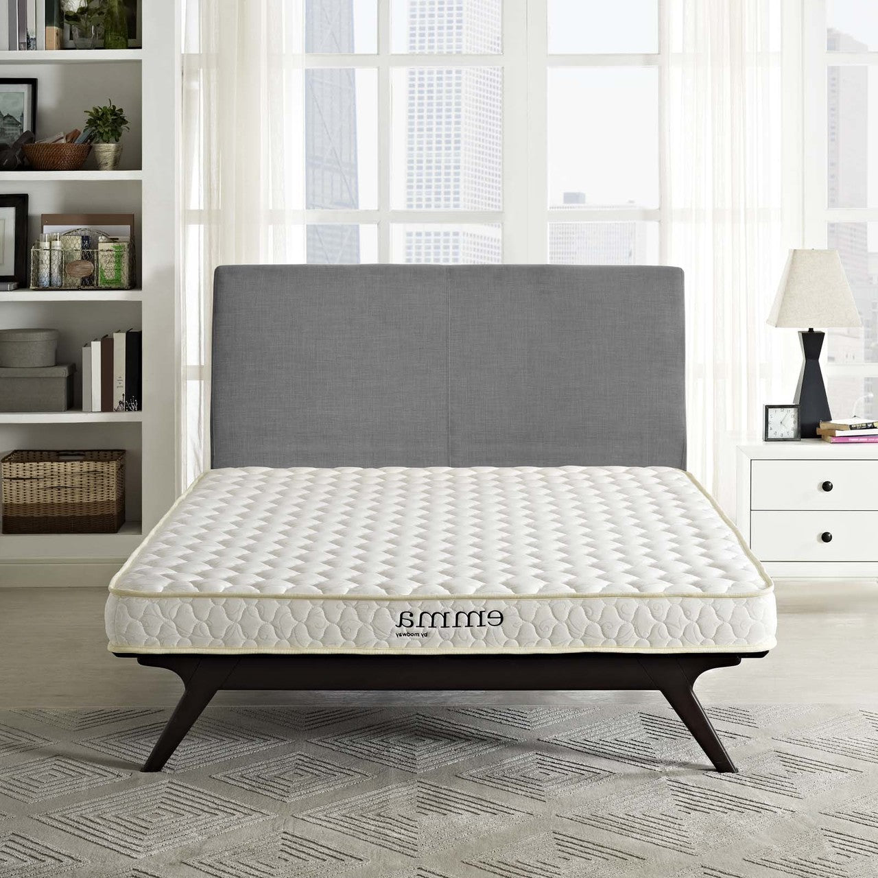 Emma 6" Full XL Mattress, Full Size XL, Fabric, White, 14447