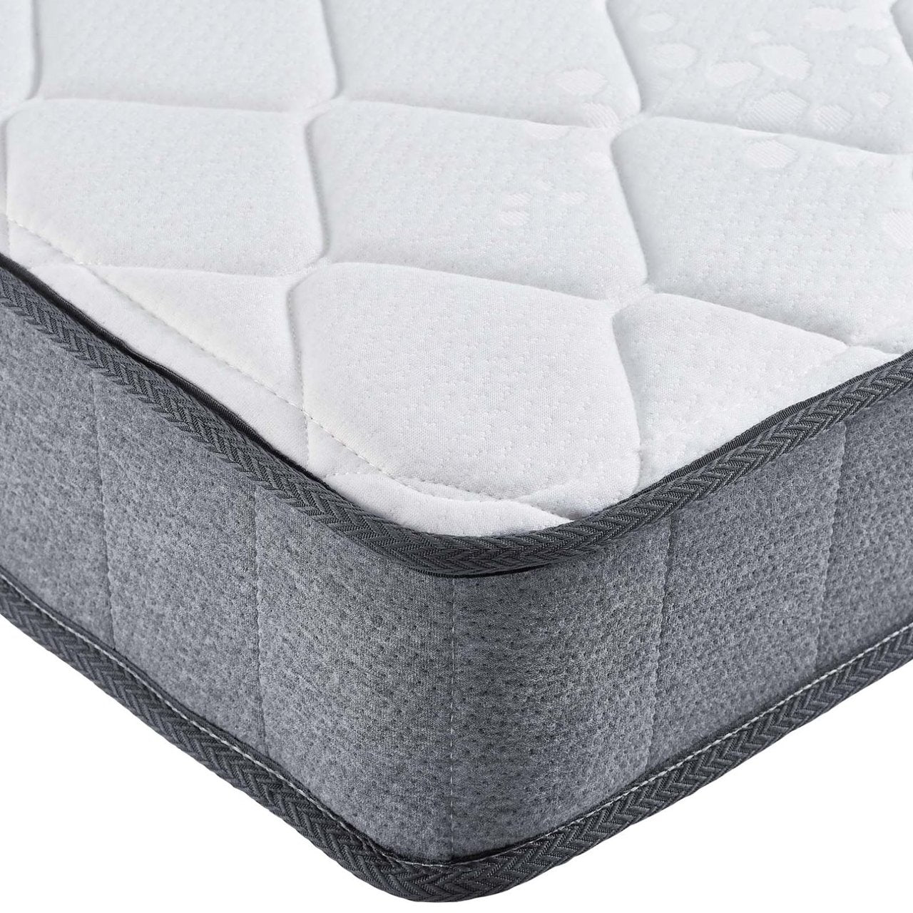 Kate 8" Twin Mattress, White, Fabric 13072