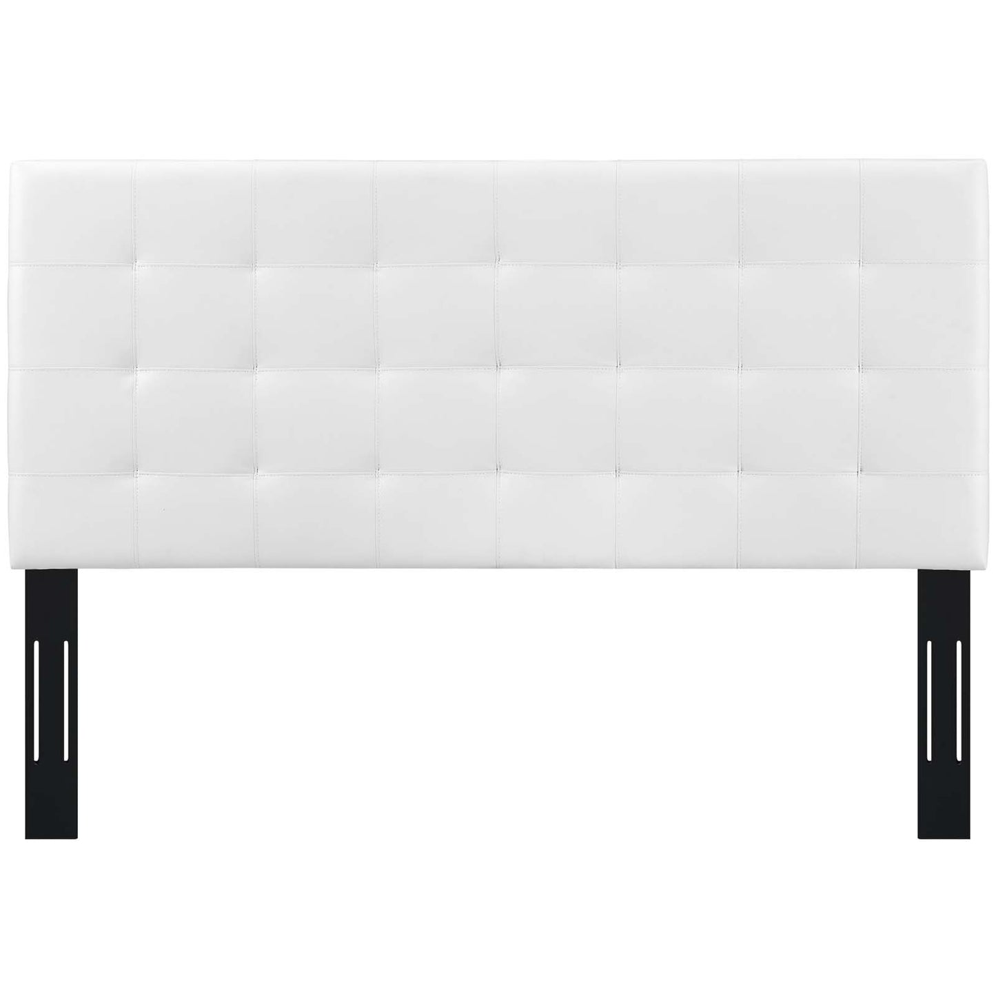 Paisley Tufted King and California King Upholstered Faux Leather Headboard, Faux Vinyl Leather, White, 17678