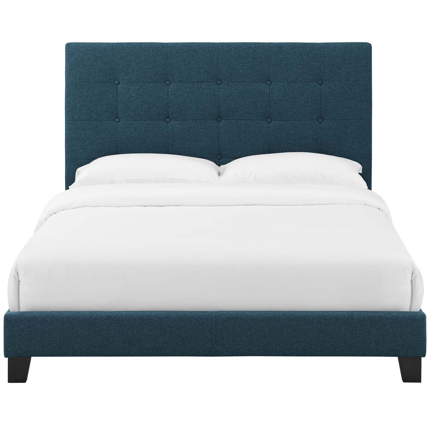 Melanie Twin Tufted Button Upholstered Fabric Platform Bed, Fabric, Navy Blue, 17704