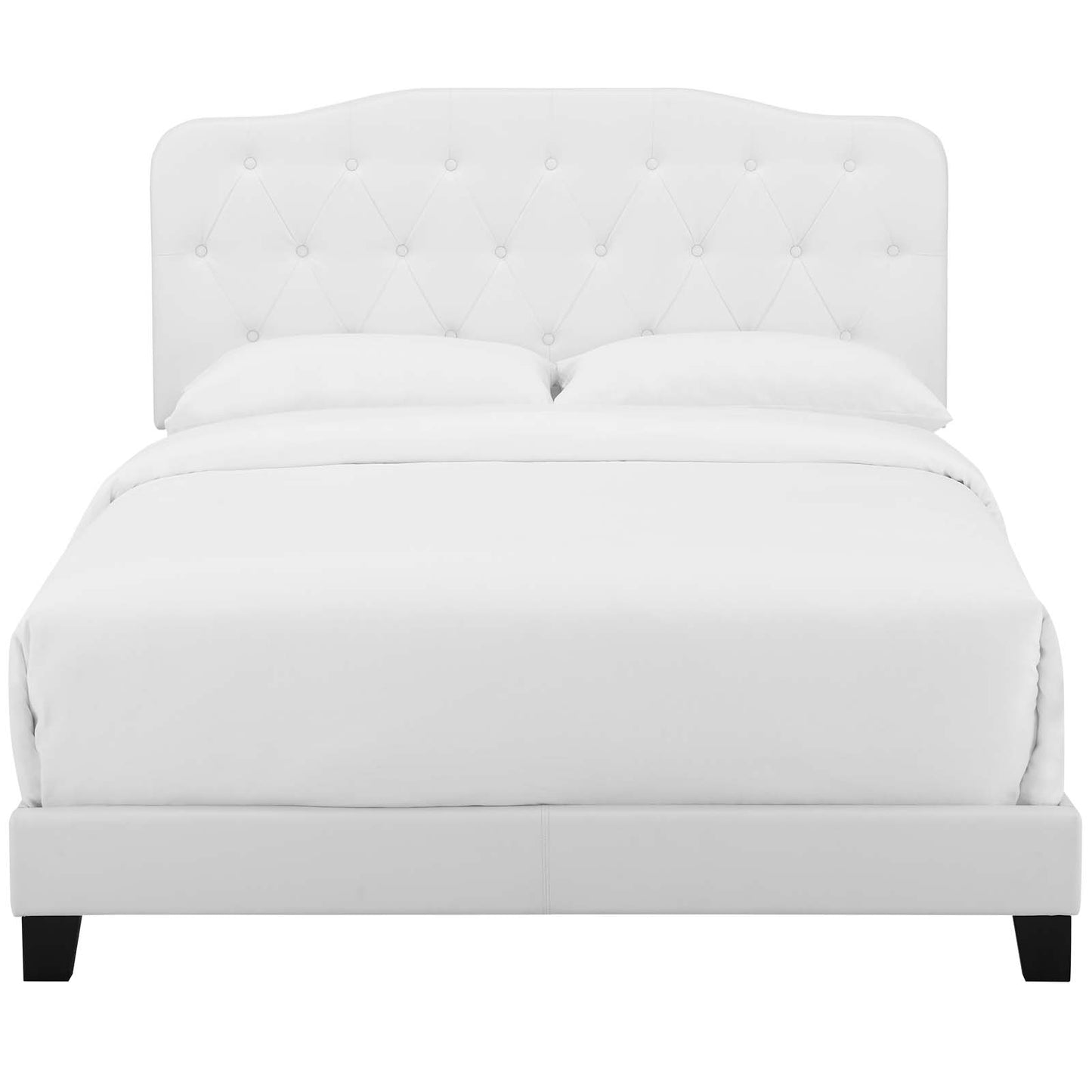 Amelia Twin Faux Leather Bed, Faux Vinyl Leather, White, 17736