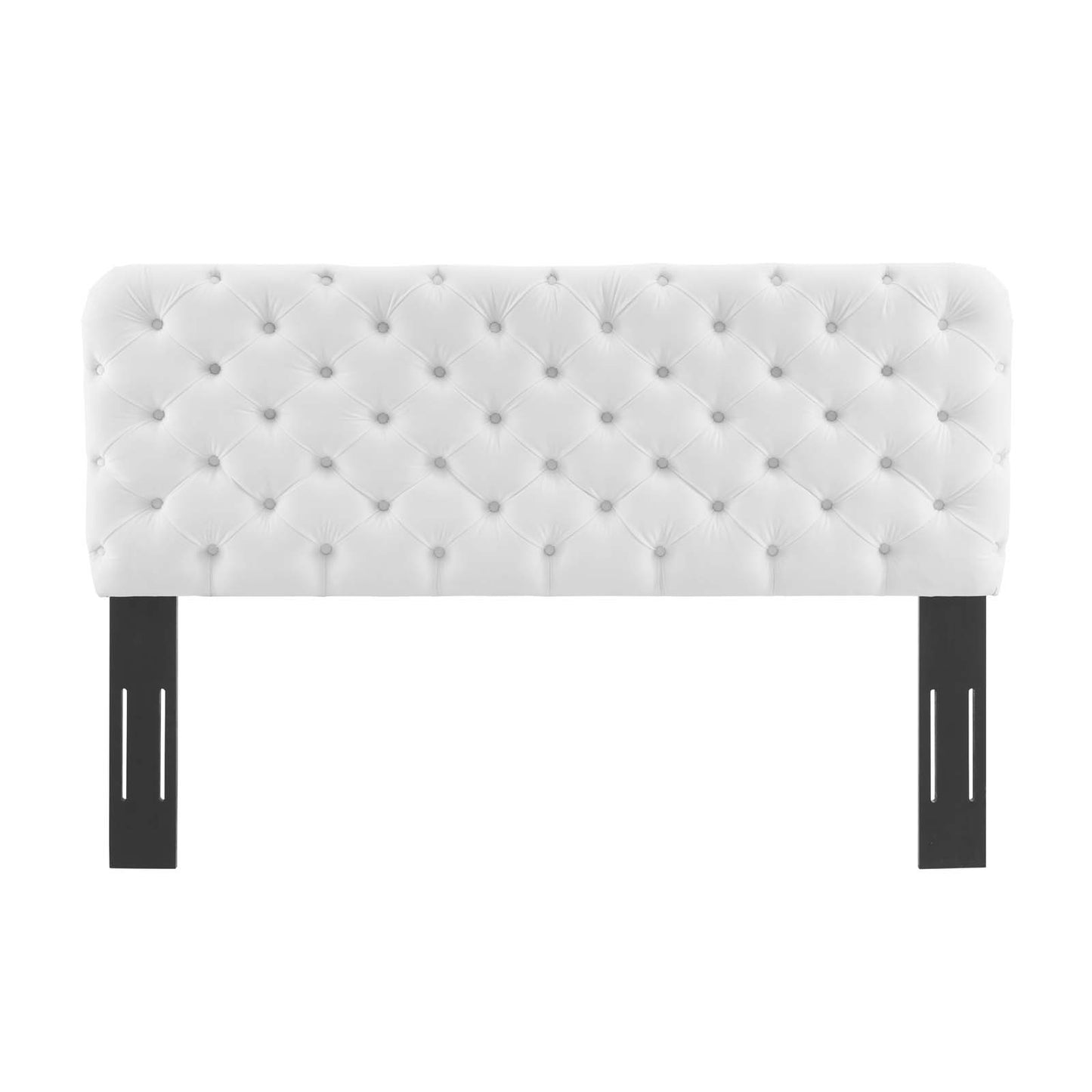Lizzy Tufted Twin Performance Velvet Headboard, Velvet, White, 21268