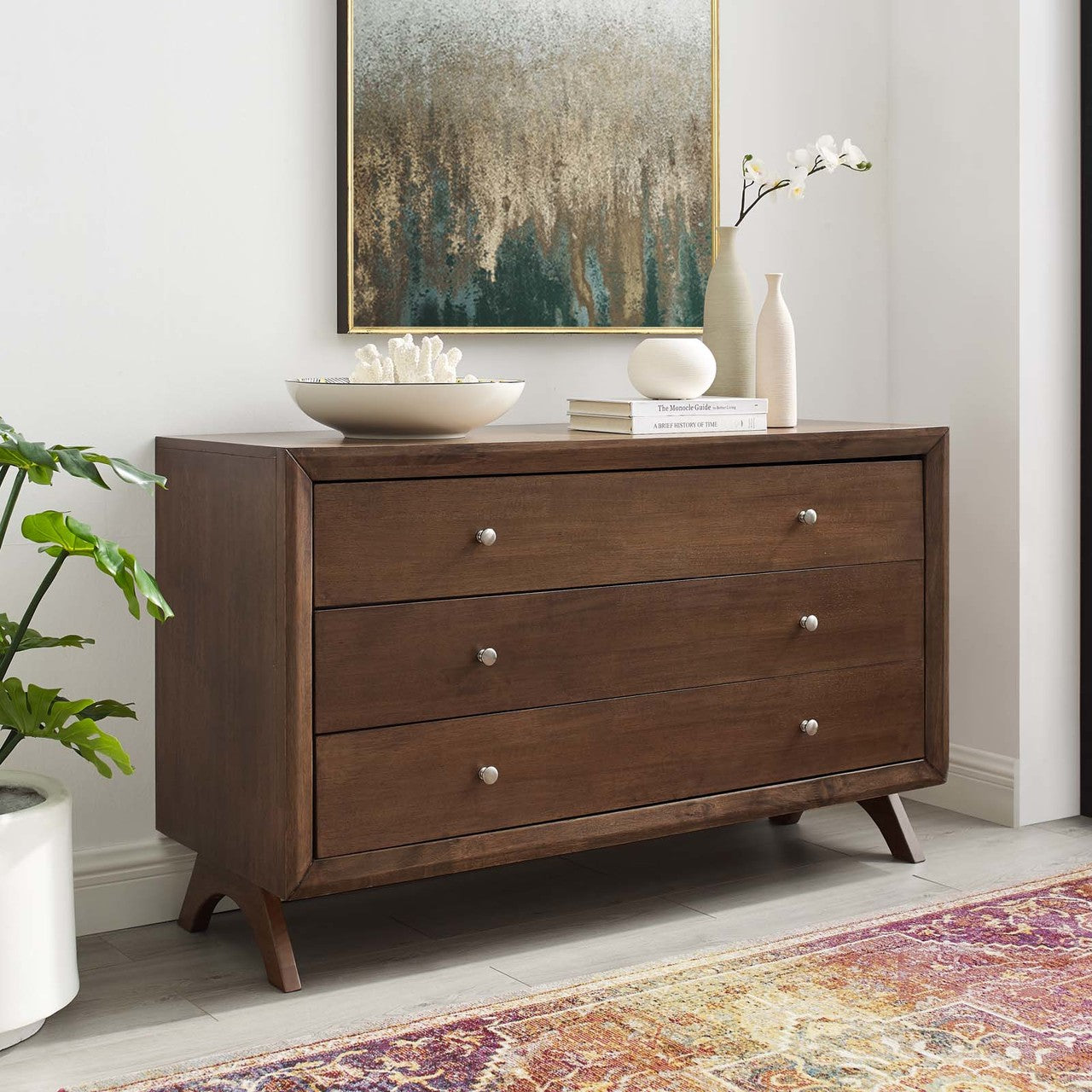 Providence Three-Drawer Dresser or Stand, Wood, Brown Natural 15566