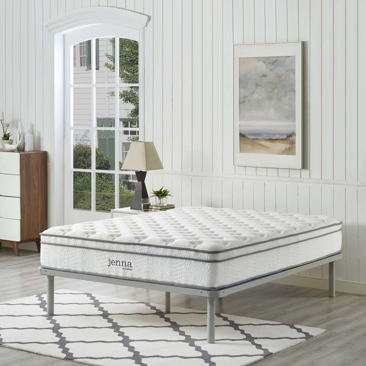 Jenna 10" California King Innerspring Mattress, , Fabric, White, 15578