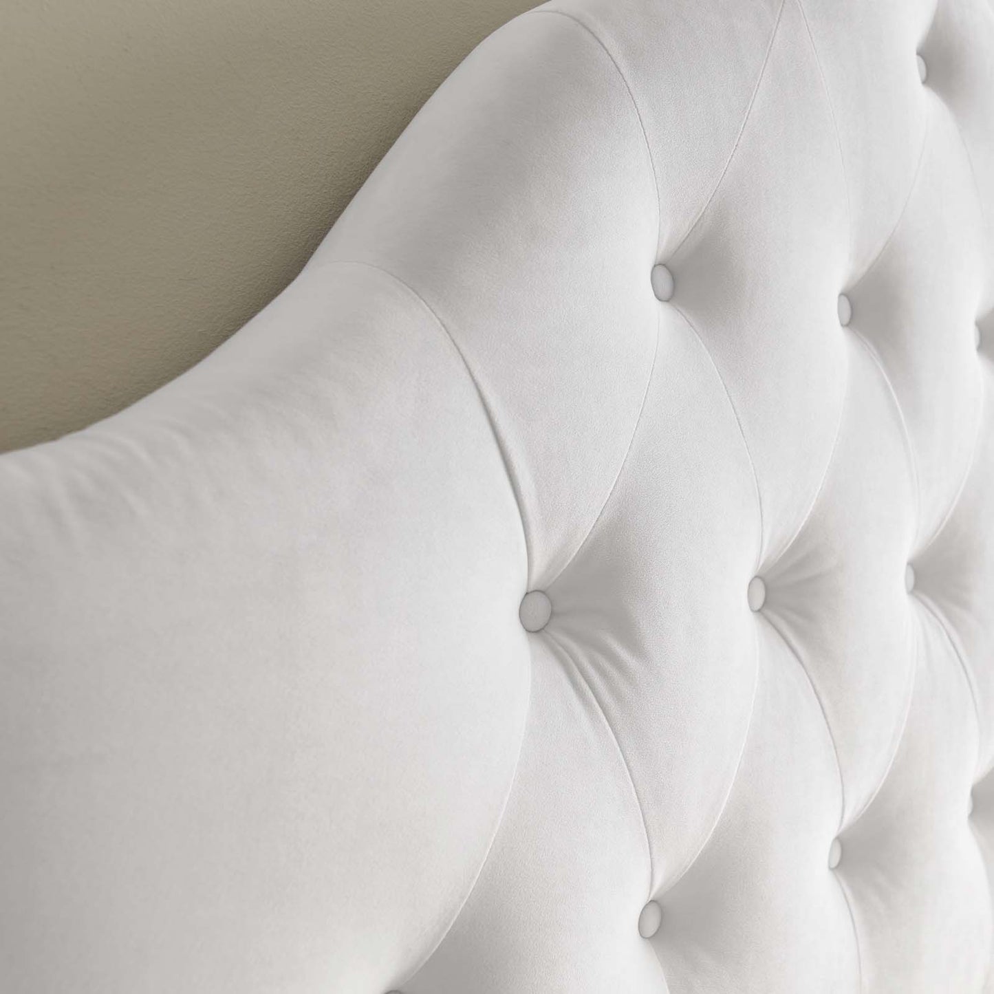 Sovereign King Diamond Tufted Performance Velvet Headboard, Velvet Fabric, White, 17967