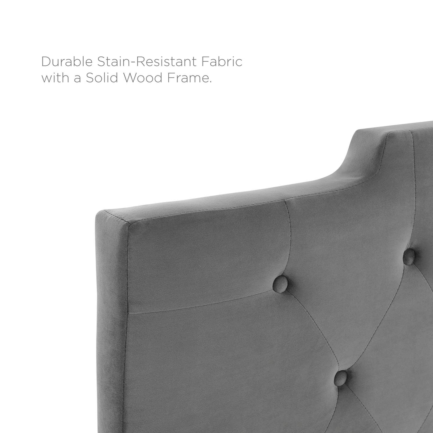 Juliet Tufted King/California King Performance Velvet Headboard, Velvet, Dark Grey Gray, 21473
