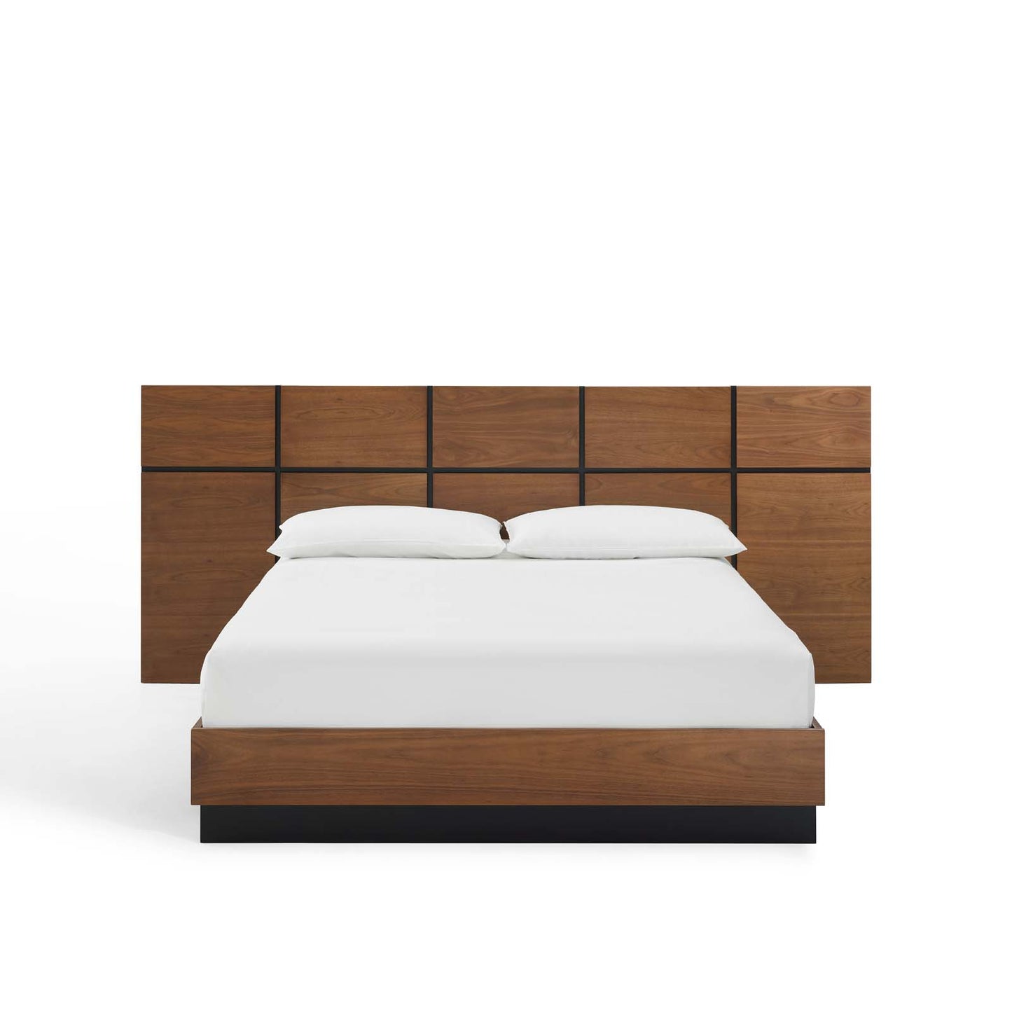 Caima Queen Platform Bed, Wood, Brown Walnut, 21478