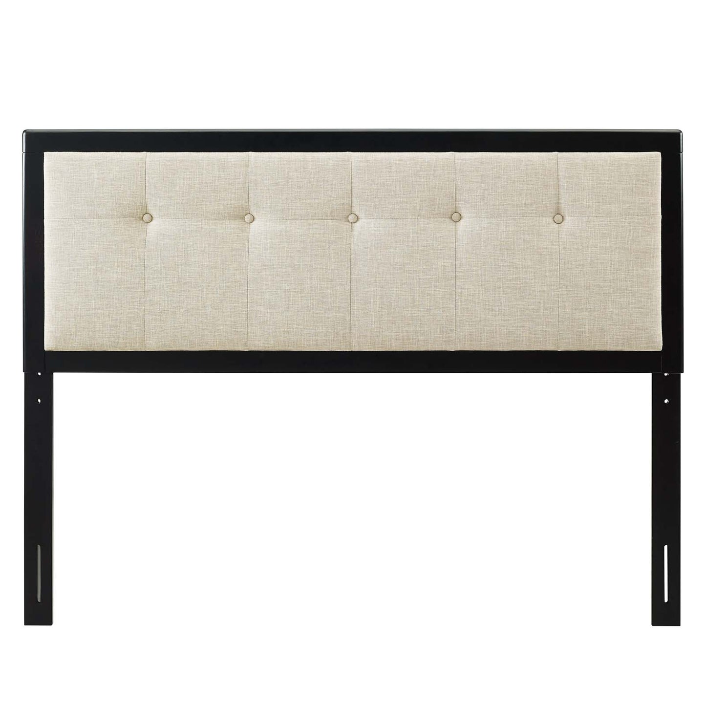 Draper Tufted King Fabric and Wood Headboard, Wood, Fabric, Black Beige, 21617