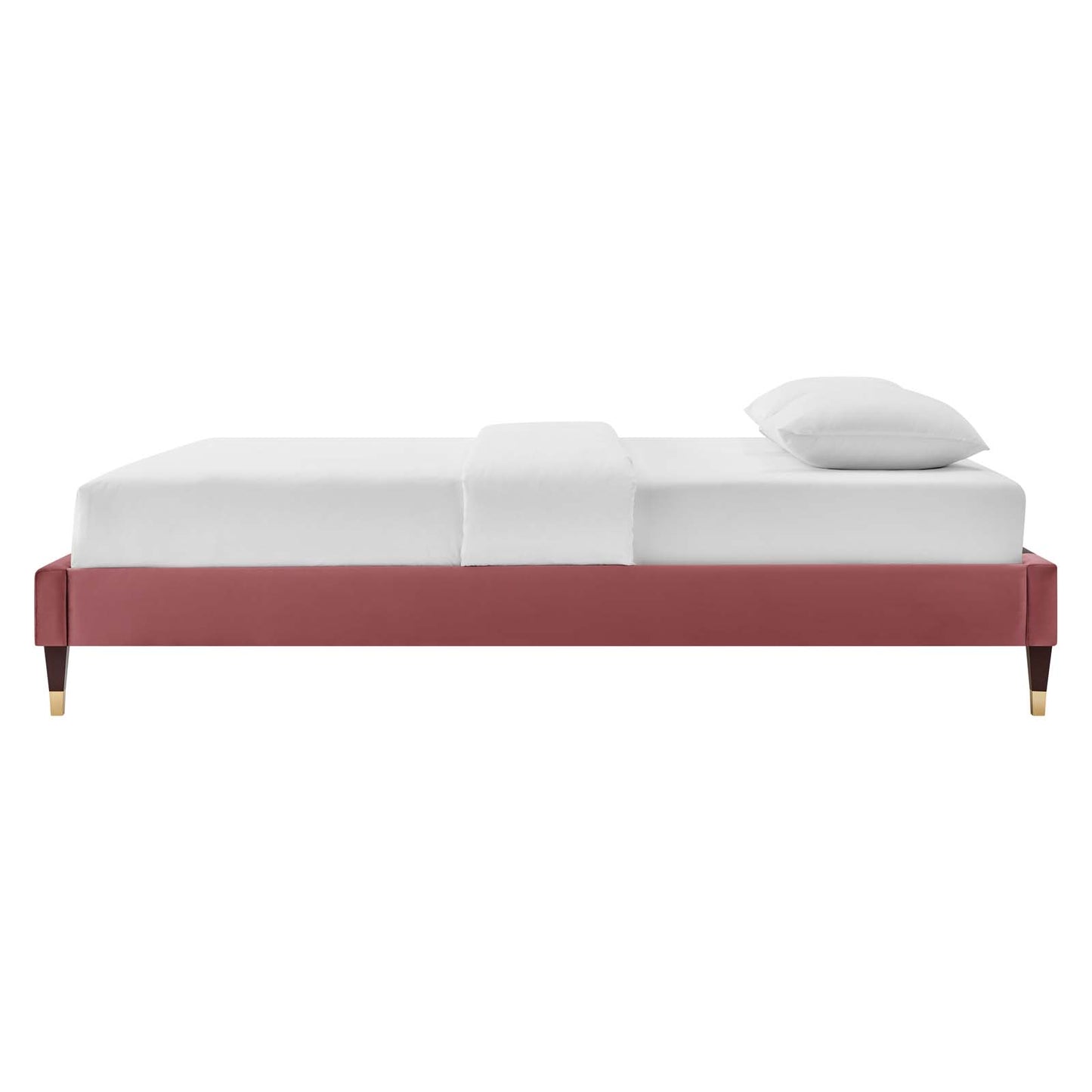 Harlow King Performance Velvet Platform Bed Frame, Velvet, Pink, 21752