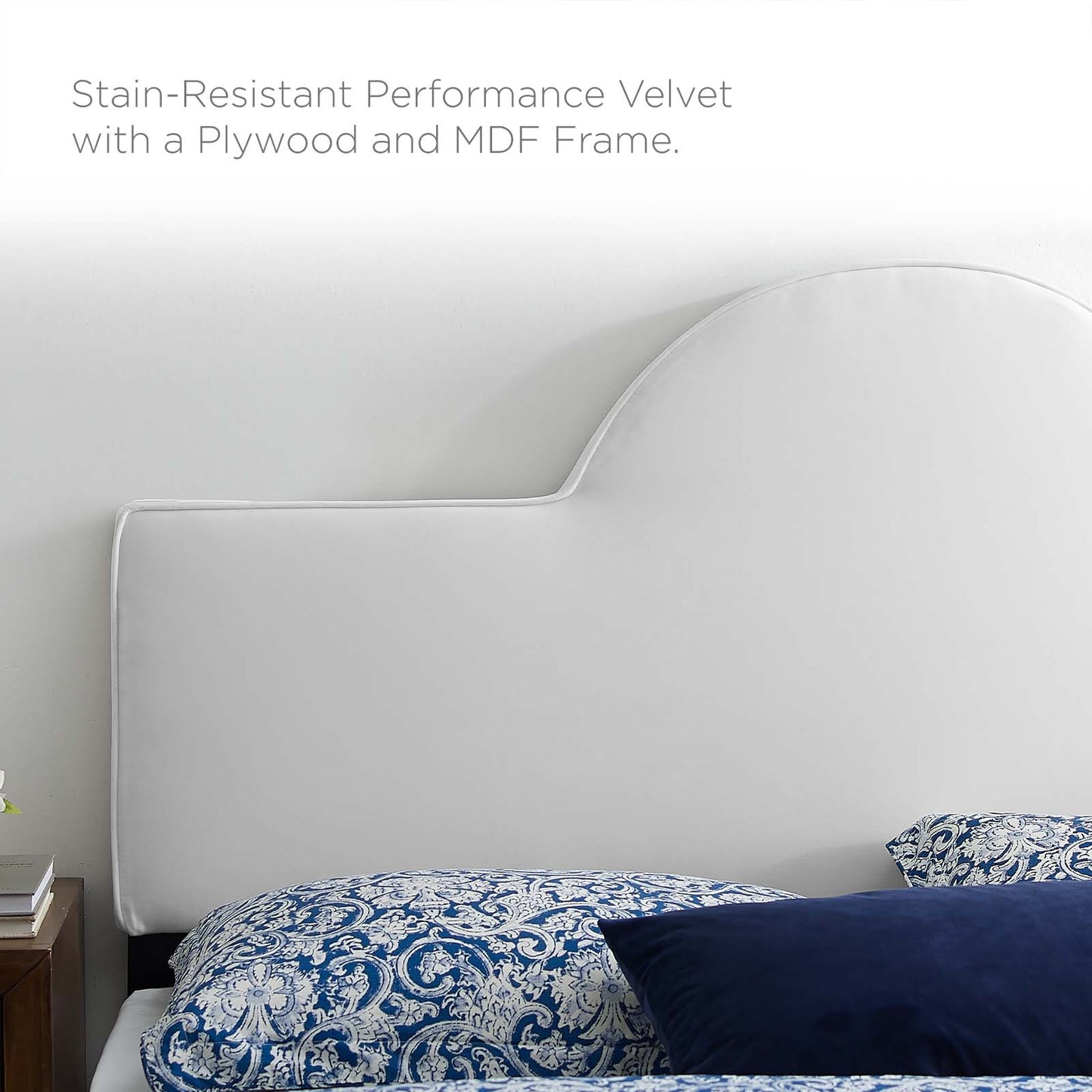 Dawn Twin Performance Velvet Headboard, Velvet, White, 21822