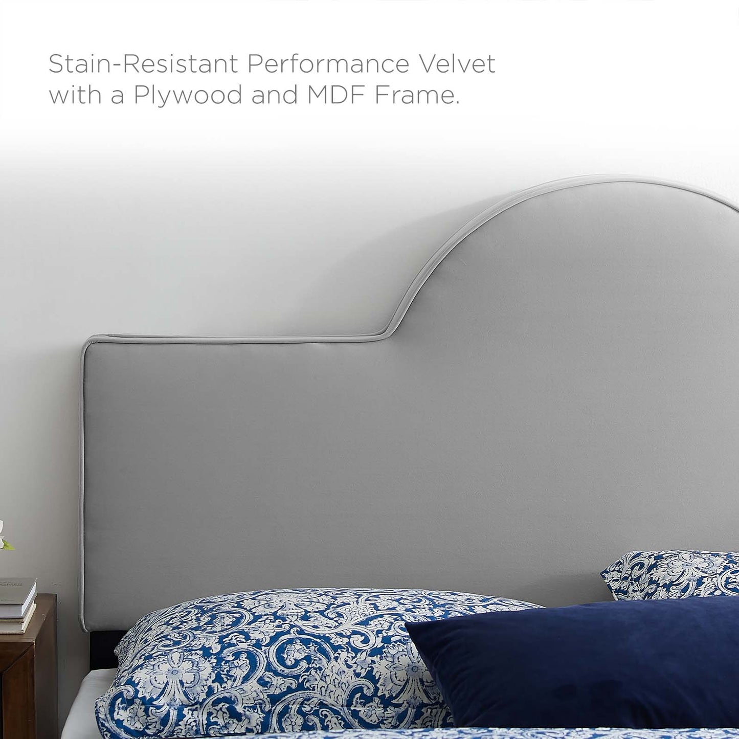 Dawn King/California King Performance Velvet Headboard, Velvet, Light Grey Gray, 21833