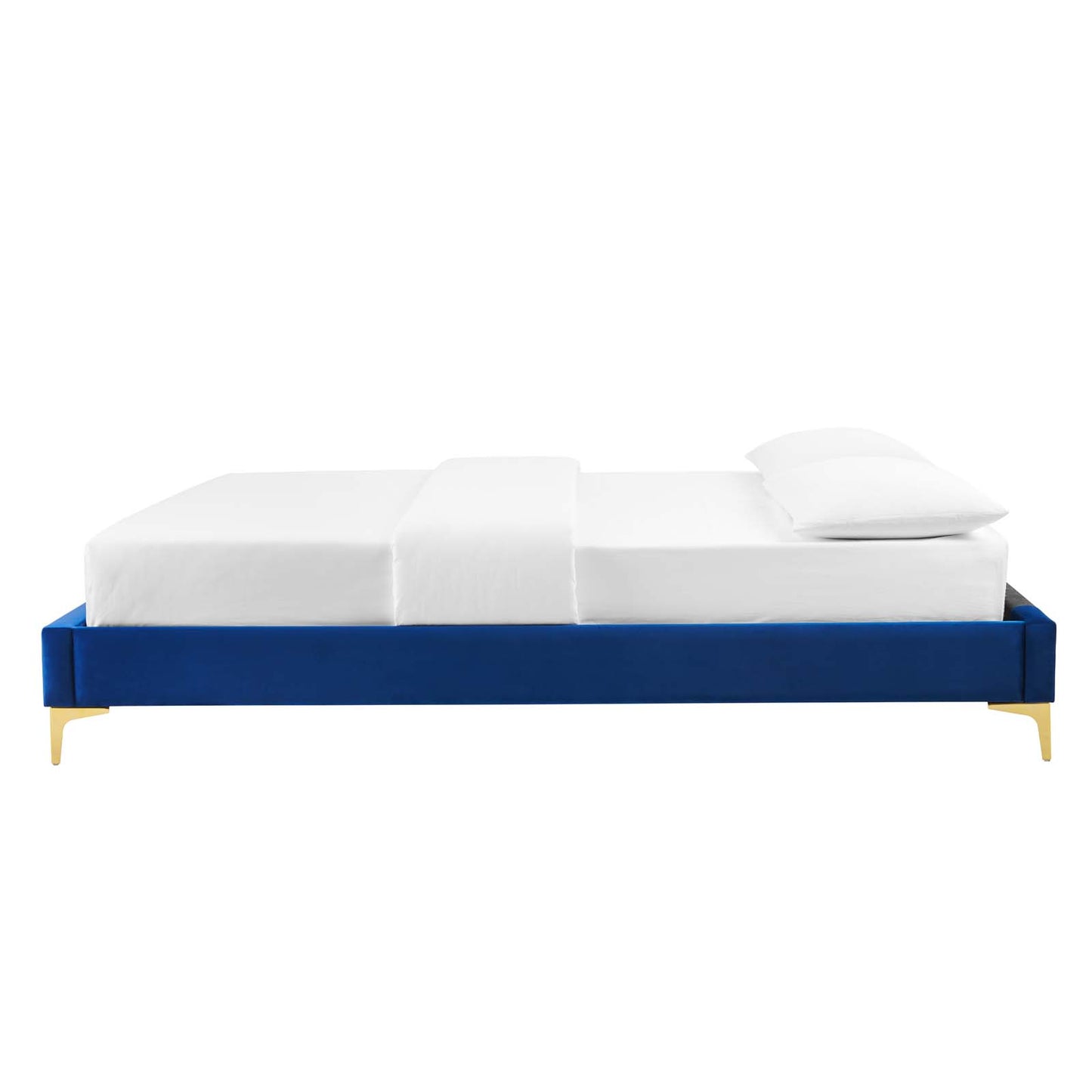 Sutton King Performance Velvet Bed Frame, Velvet, Blue Navy, 21859