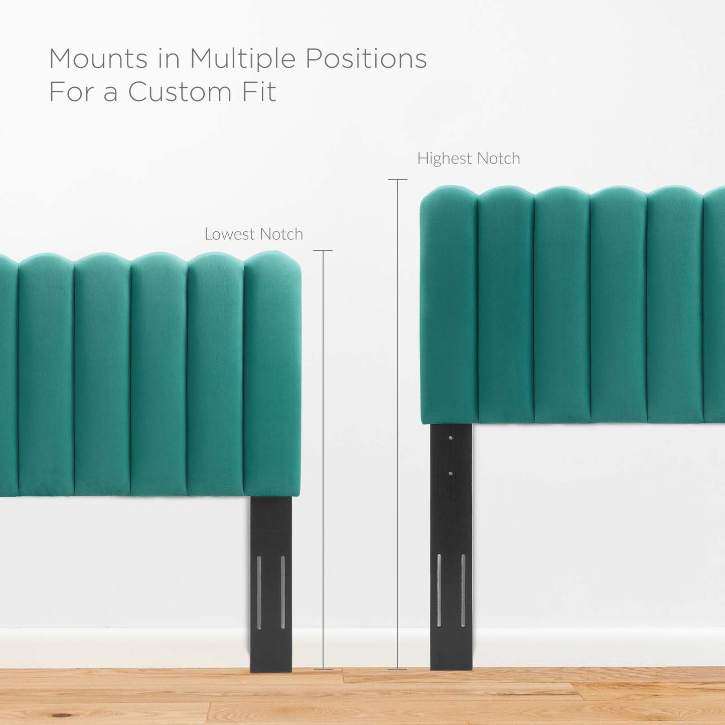 Delilah Performance Velvet King/California King Headboard, Velvet, Teal Blue, 21957