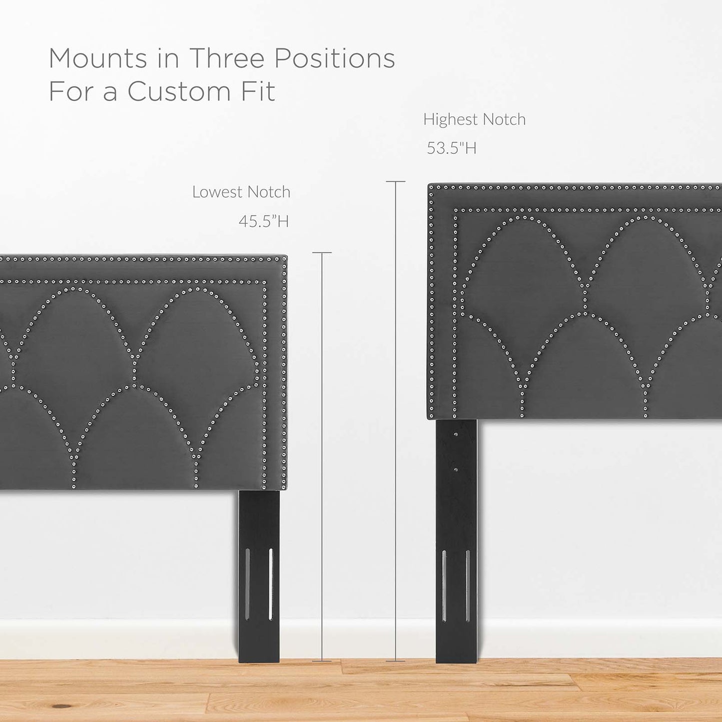 Greta Performance Velvet Full/Queen Headboard, Velvet, Dark Grey Gray, 21959