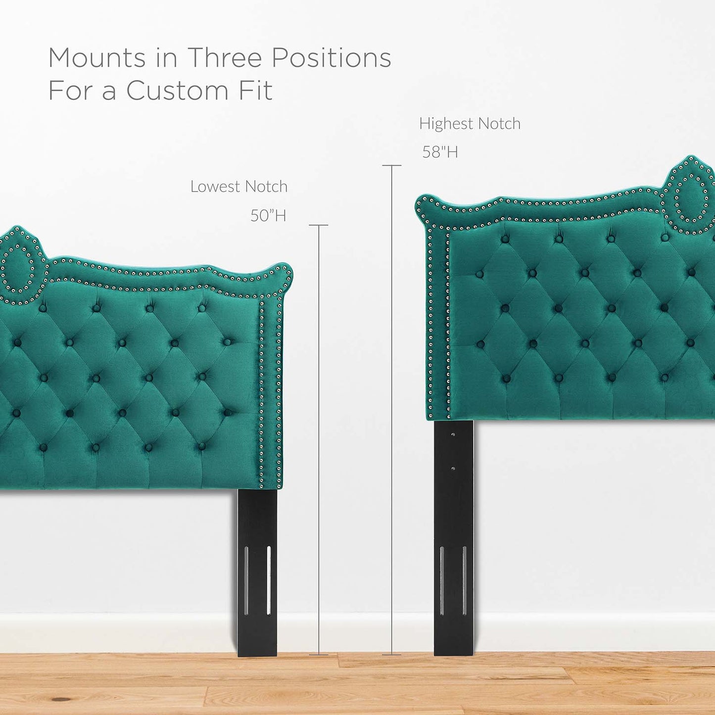 Louisa Tufted Performance Velvet Full/Queen Headboard, Velvet, Teal Blue, 21973