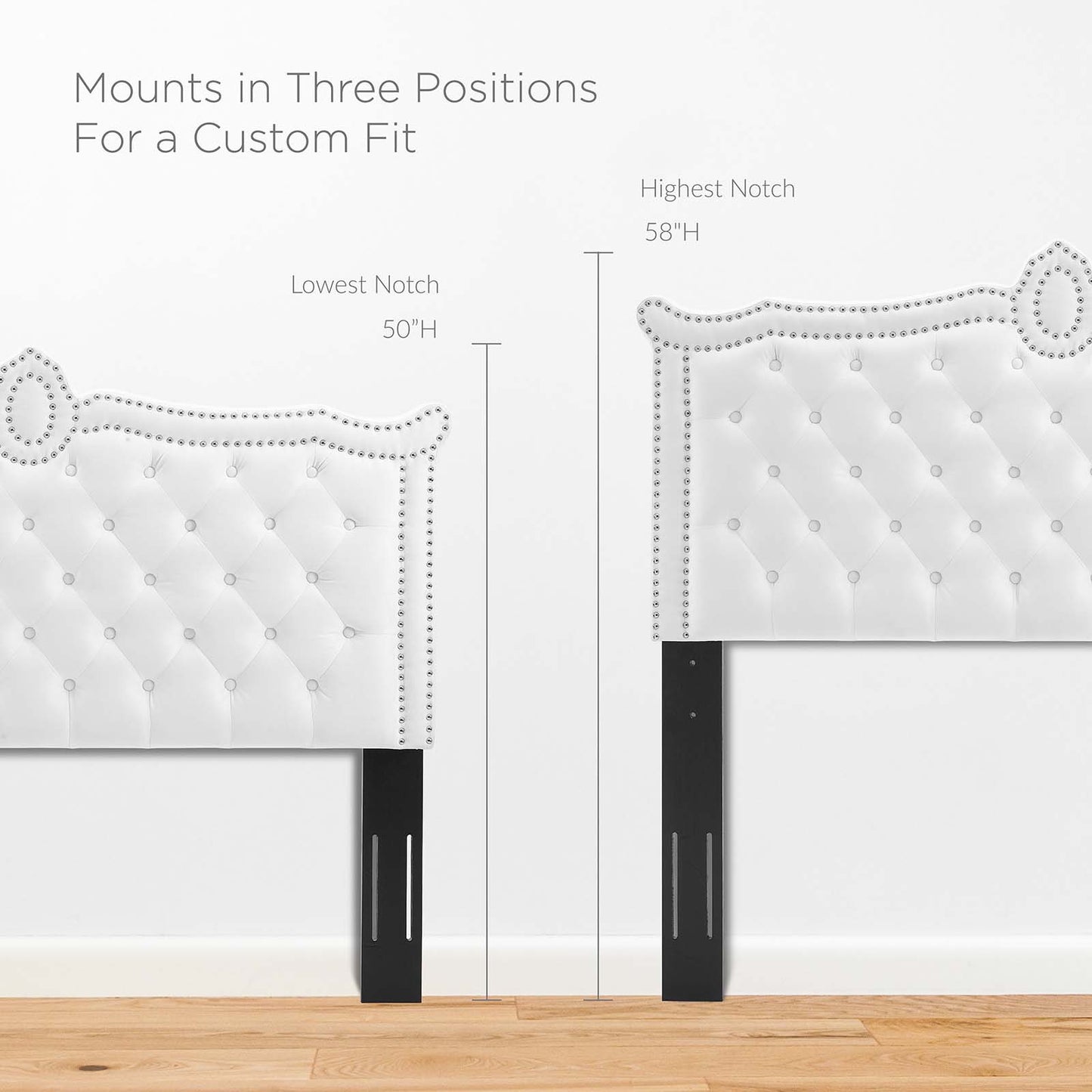 Louisa Tufted Performance Velvet Full/Queen Headboard, Velvet, White, 21974
