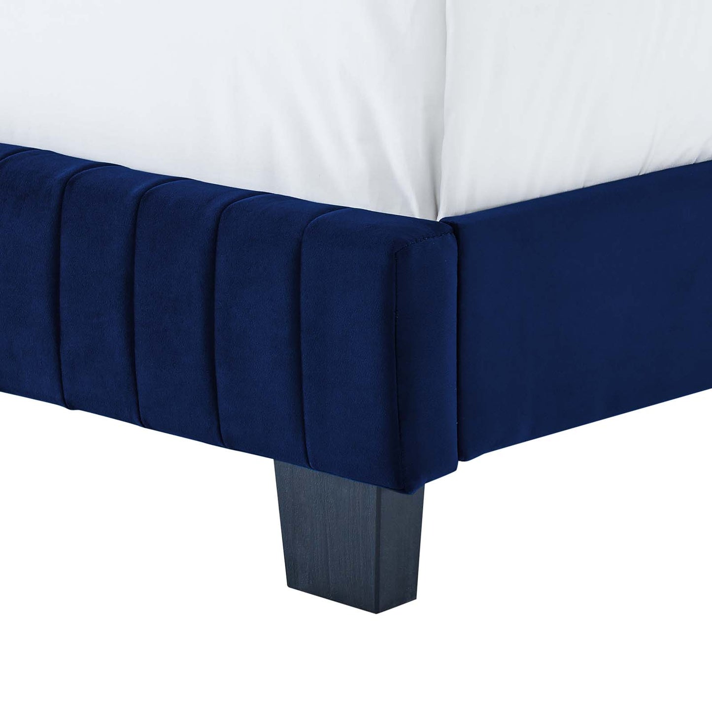 Celine Channel Tufted Performance Velvet Queen Bed, Velvet, Blue Navy, 22013