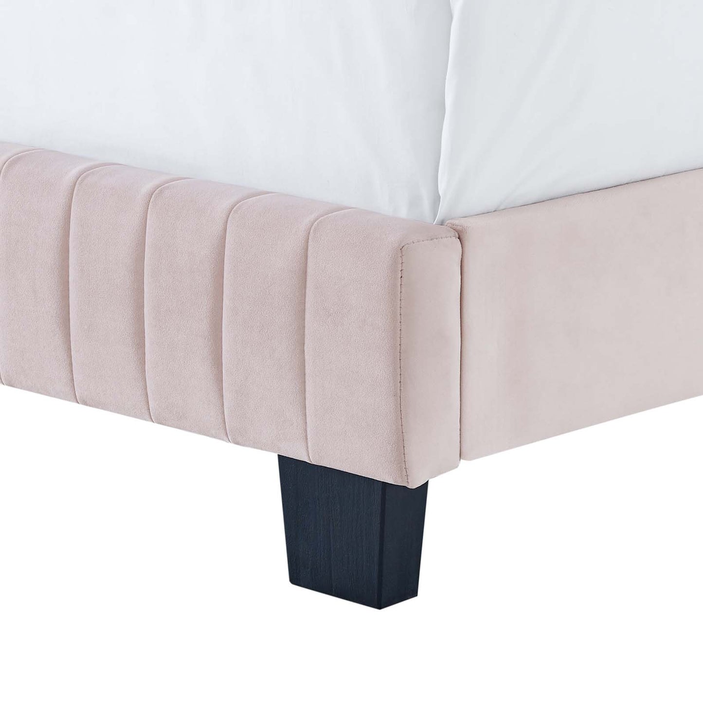 Celine Channel Tufted Performance Velvet Full Bed, Velvet, Pink, 22023