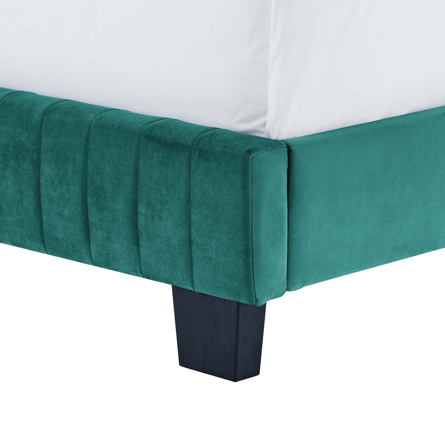 Celine Channel Tufted Performance Velvet Full Bed, Velvet, Teal Blue, 22024