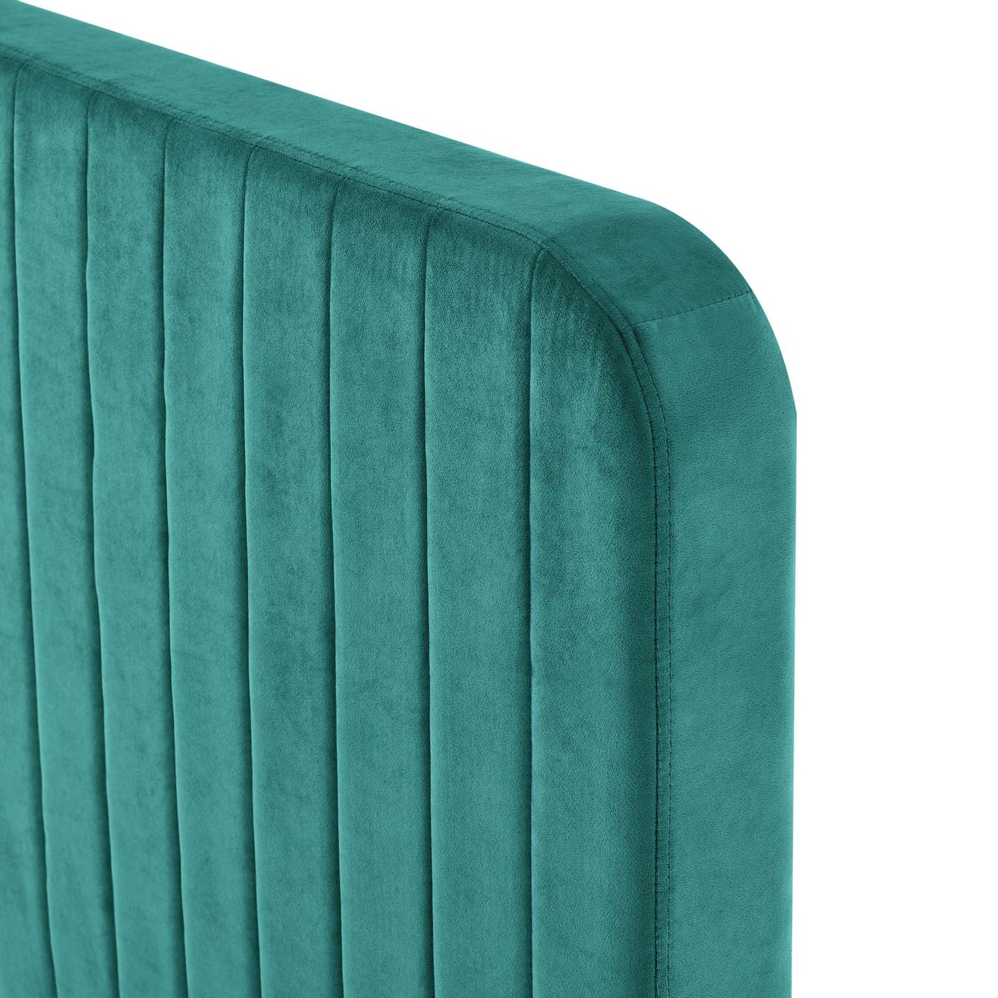 Celine Channel Tufted Performance Velvet King Platform Bed, Velvet, Teal Blue, 22042
