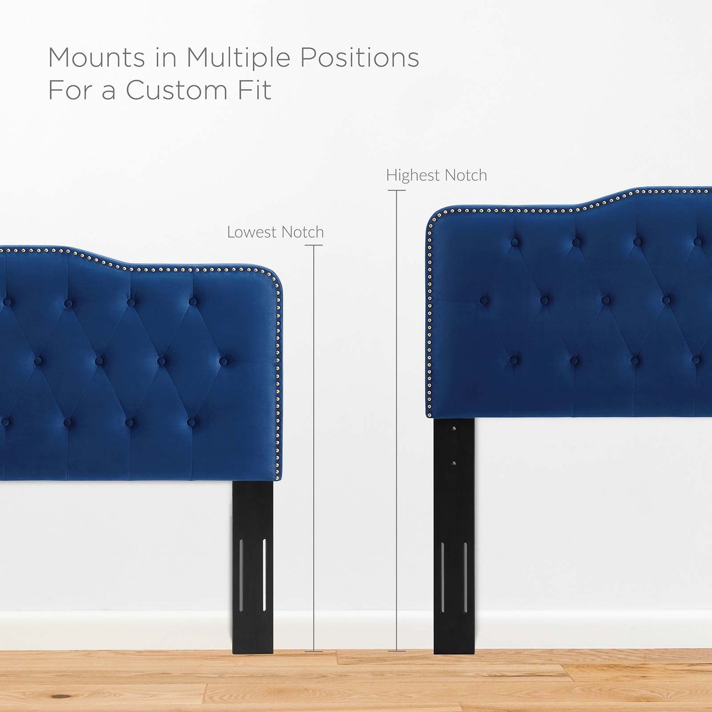 Sophia Tufted Performance Velvet Full/Queen Headboard, Velvet, Blue Navy, 22275