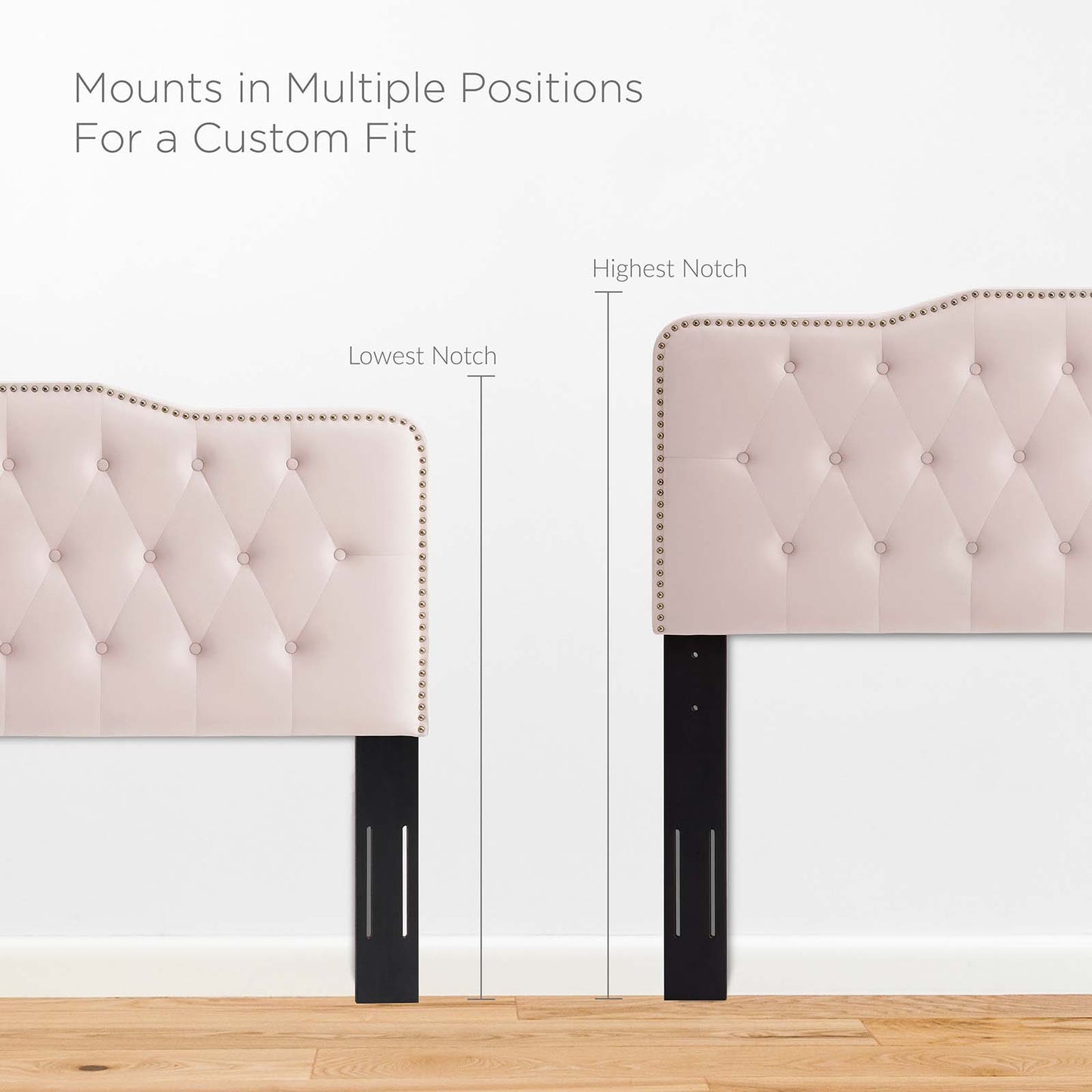 Sophia Tufted Performance Velvet Full/Queen Headboard, Velvet, Pink, 22276