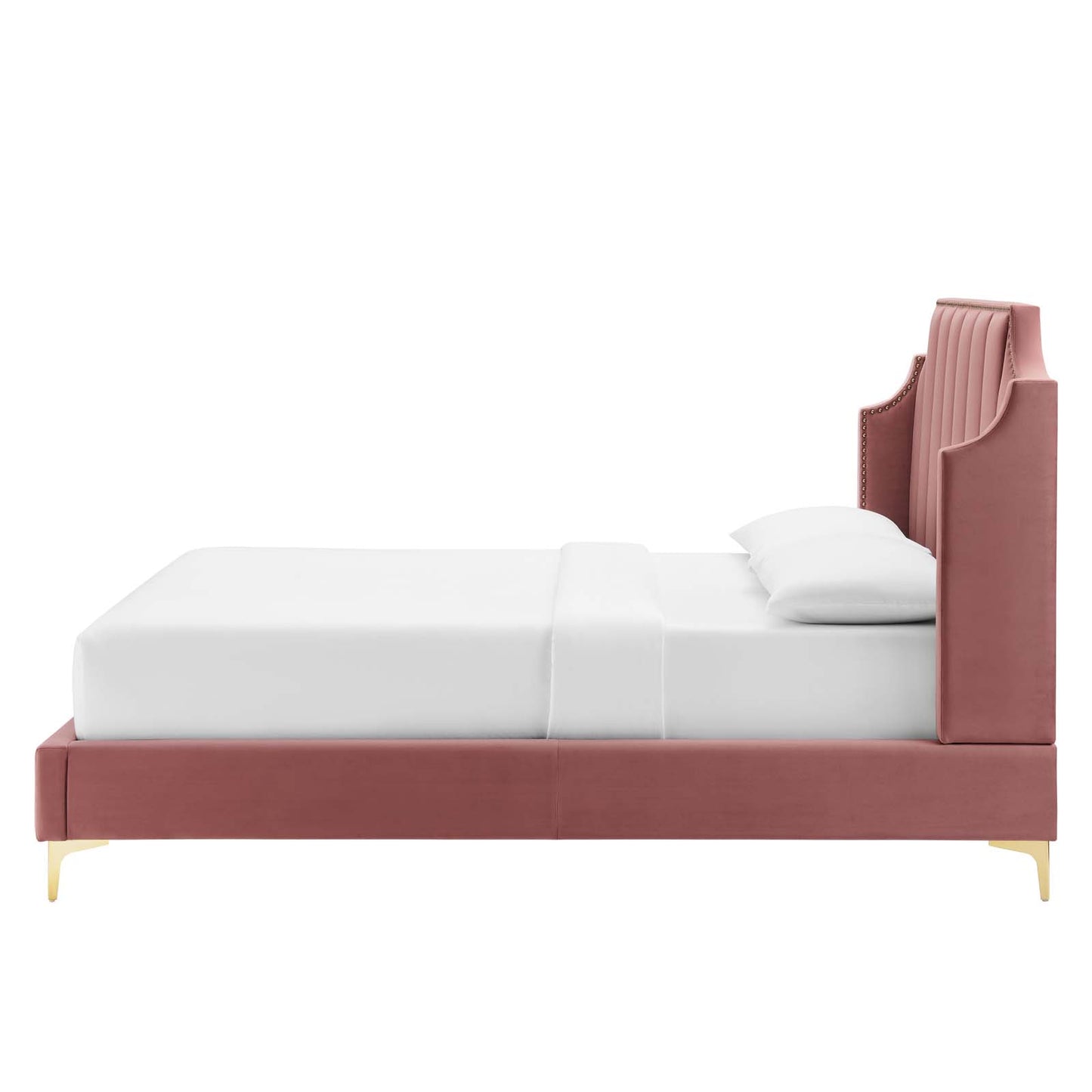 Daniella Performance Velvet Queen Platform Bed, Velvet, Pink, 22287