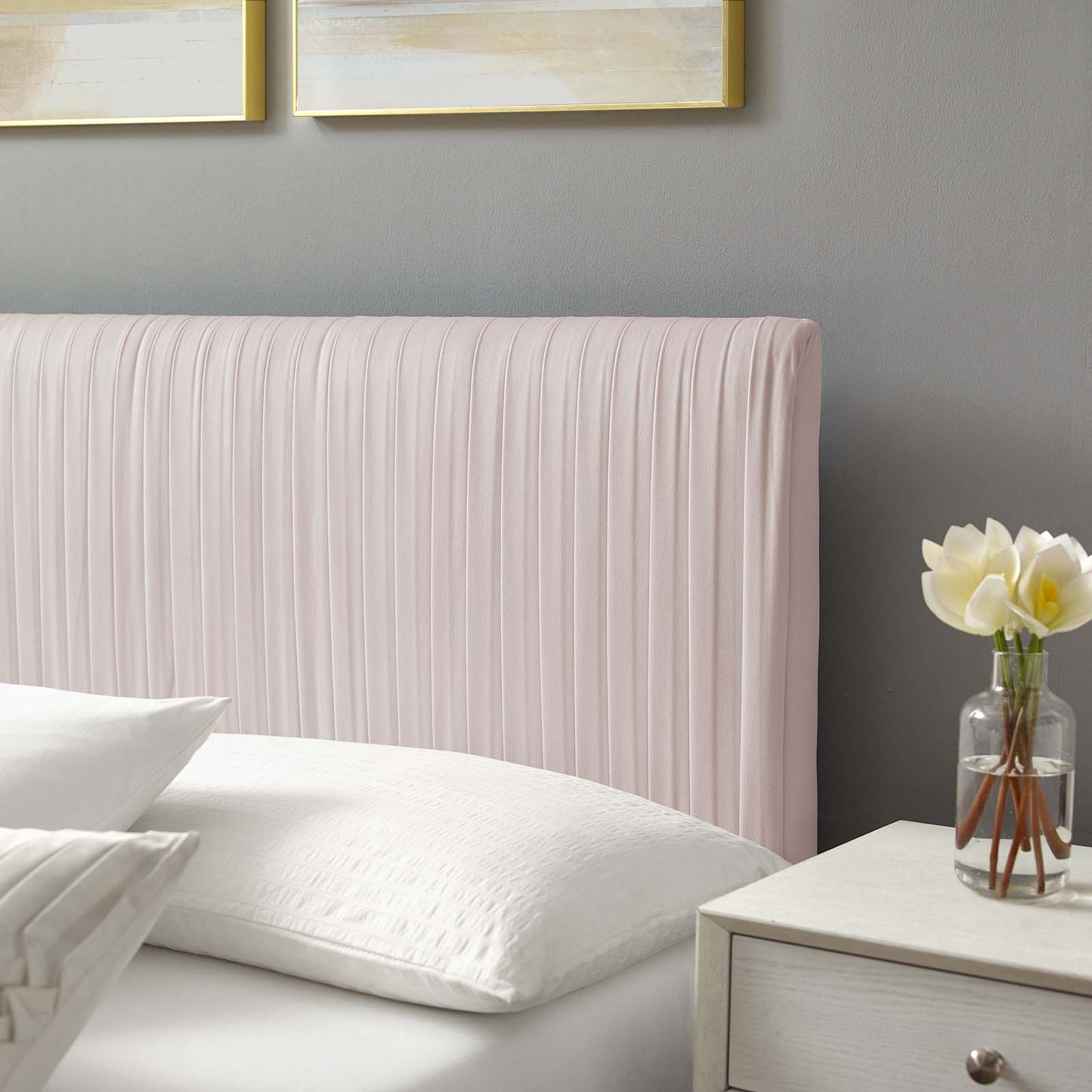 Peyton Performance Velvet Twin Platform Bed, Velvet, Pink, 23191
