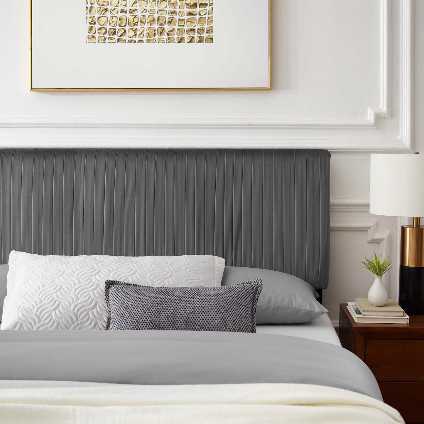 Peyton Performance Velvet Twin Platform Bed, Velvet, Dark Grey Gray, 23194