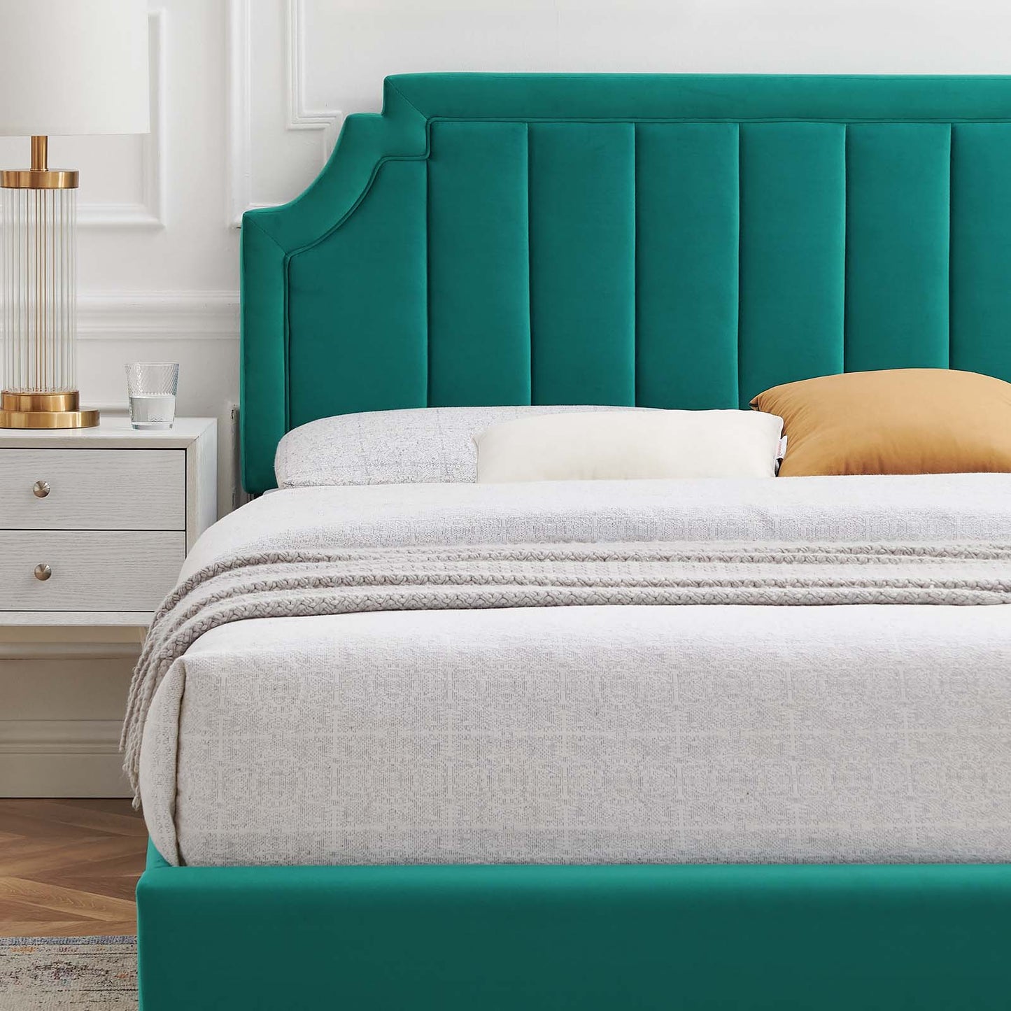 Sienna Performance Velvet Twin Platform Bed, Velvet, Teal Blue, 23487
