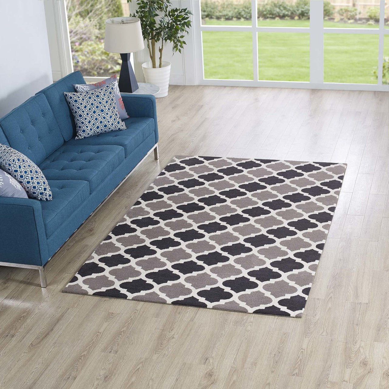 Lida Moroccan Trellis 5x8 Area Rug, Fabric, Multi Grey Gray 14724