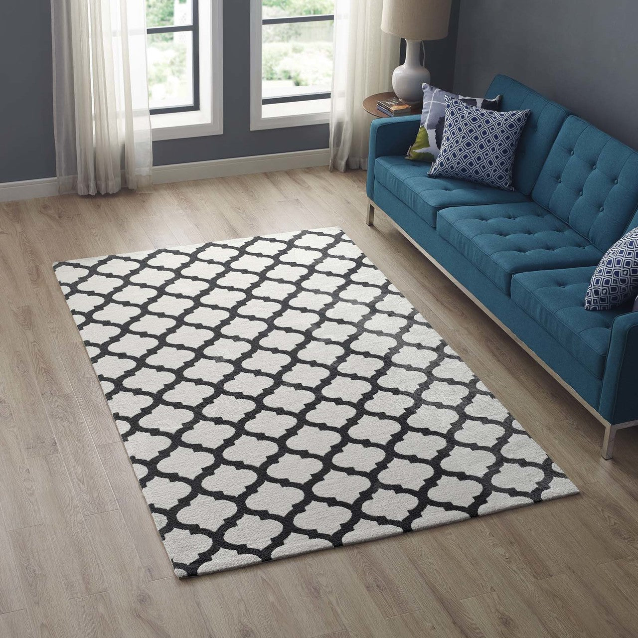 Lida Moroccan Trellis 5x8 Area Rug, Fabric, Multi Grey Gray 14726