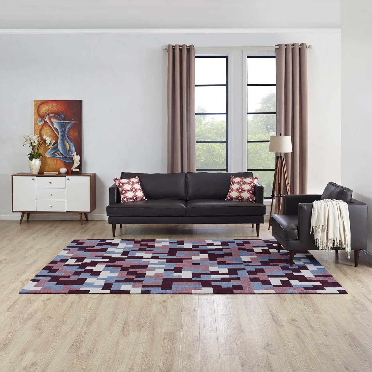 Andela Interlocking Block Mosaic 8x10 Area Rug, Fabric, Multi Red 14787