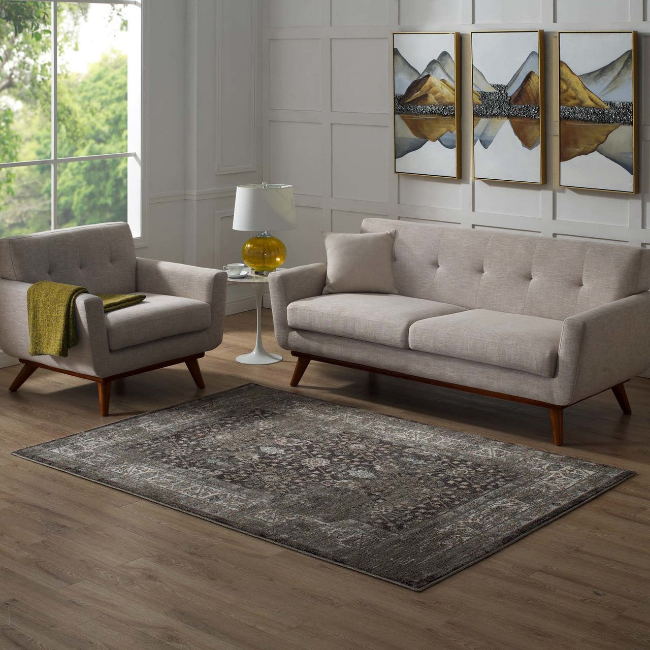 Berit Distressed Vintage Floral Lattice 8x10 Area Rug, Fabric, Multi Brown 14848