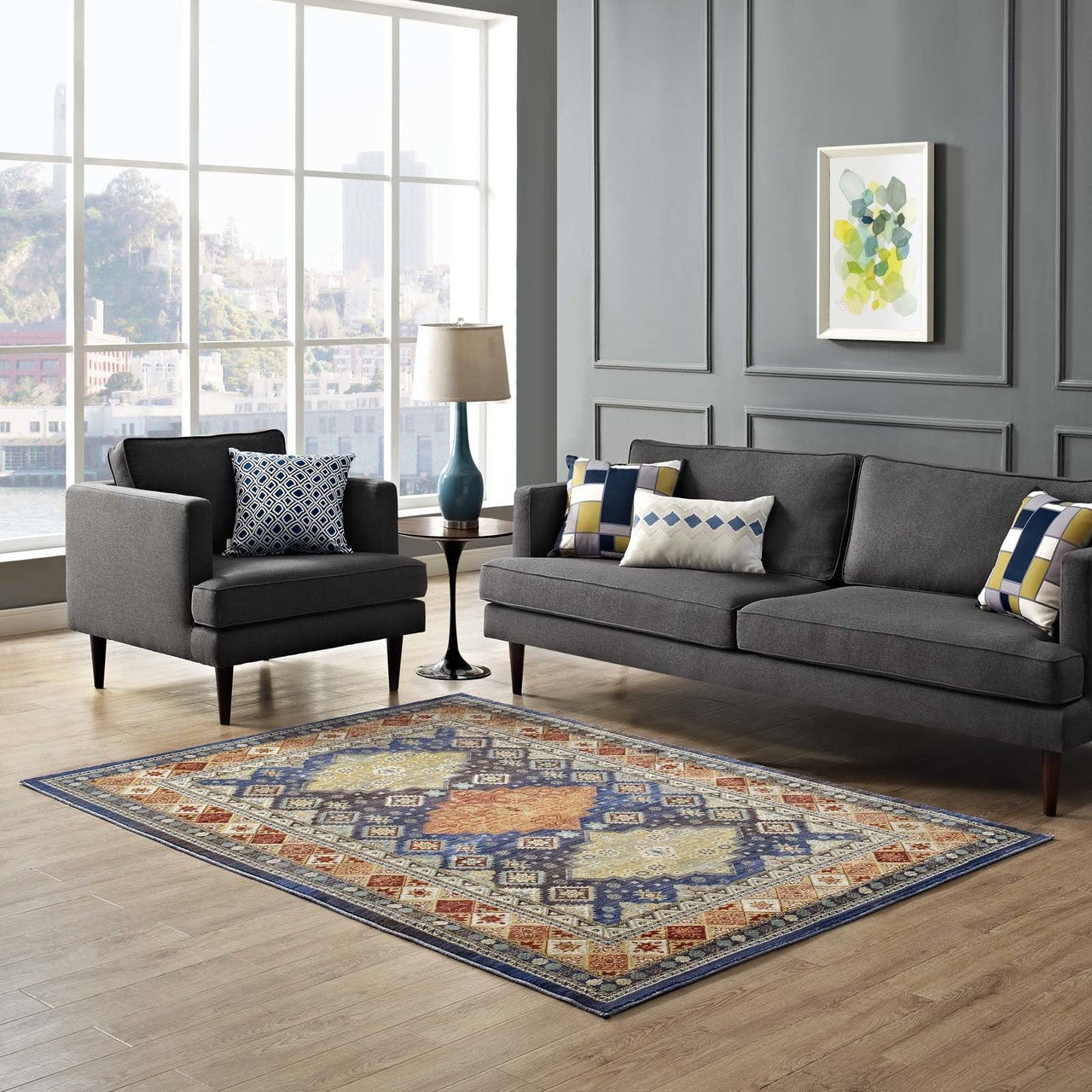 Atzi Distressed
Southwestern Diamond Floral 4x6 Area Rug, Fabric, Multi Colorful 14865