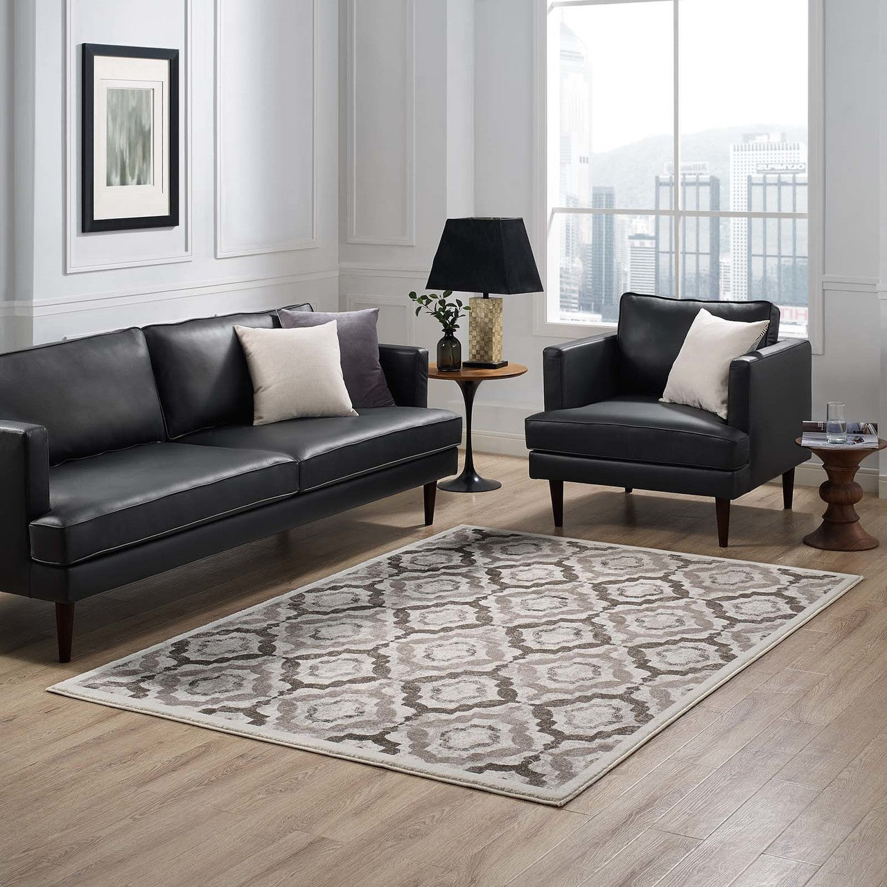 Kalinda Rustic Vintage Moroccan Trellis 5x8 Area Rug, Fabric, Multi Brown 14891