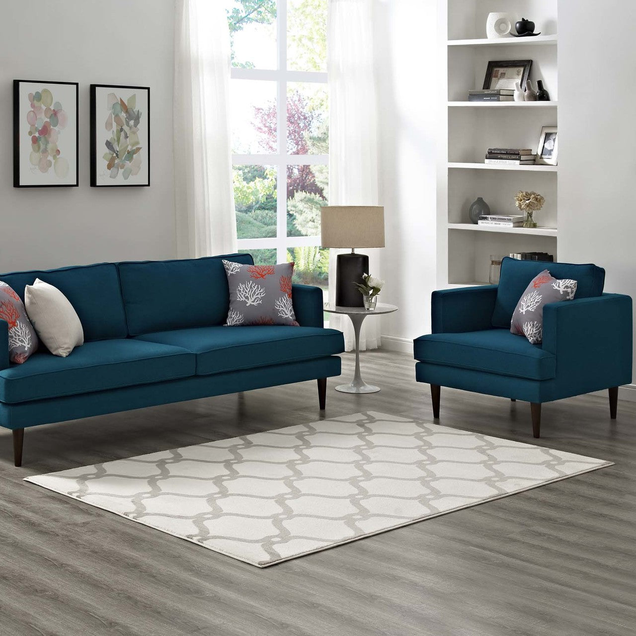 Beltara Chain Link Transitional Trellis 8x10 Area Rug, Fabric, Multi Ivory White 14898