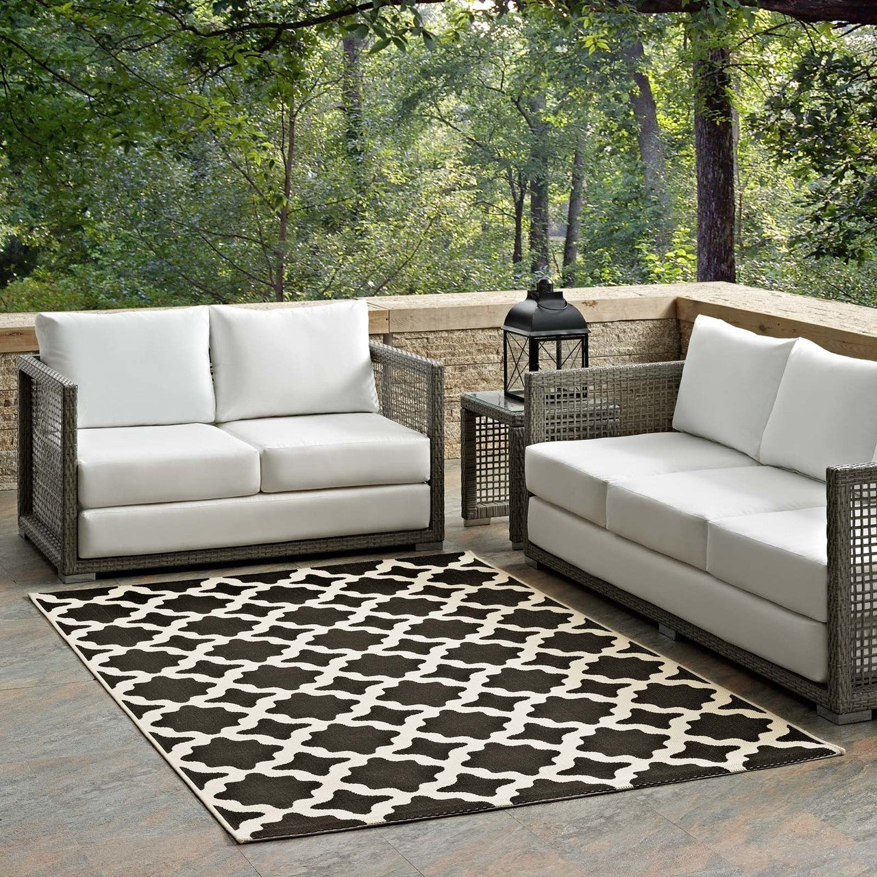 Cerelia Moroccan Trellis 8x10 Indoor and Outdoor Area Rug, Fabric, Multi Black 14938