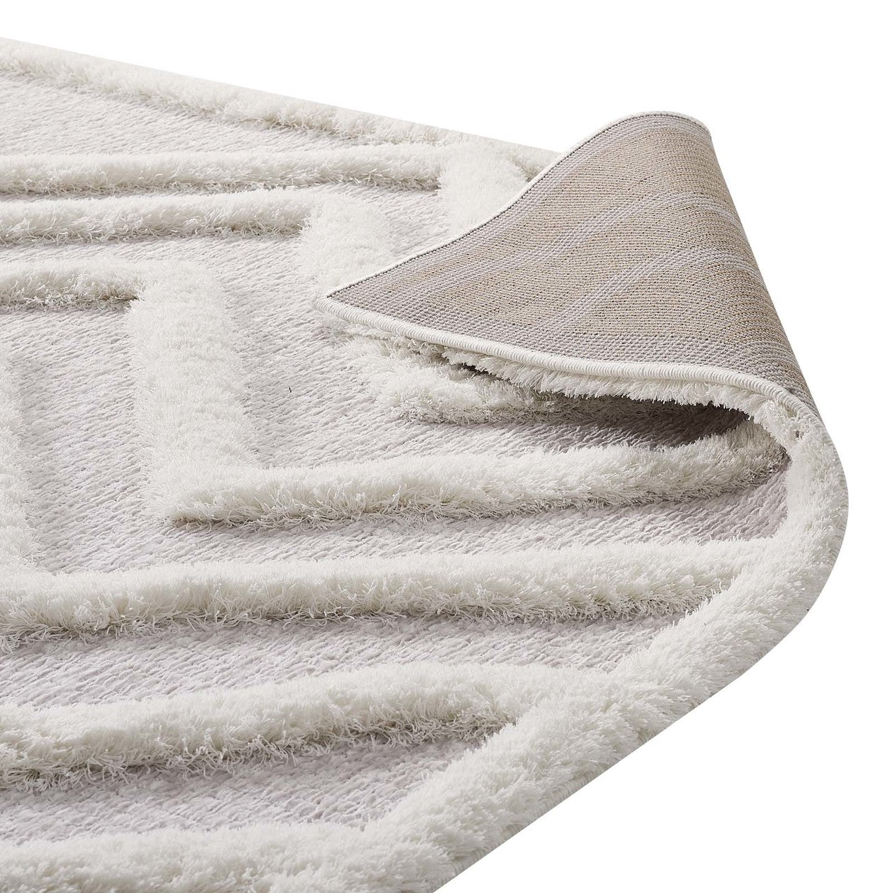 Pathway Abstract Chevron 5x8 Shag Area Rug, Fabric, Multi Grey Gray 15017