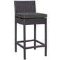 Convene Outdoor Patio Fabric Bar Stool, Rattan Wicker, Grey Gray 13209