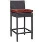 Convene Outdoor Patio Fabric Bar Stool, Rattan Wicker, Red 13210