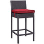 Convene Outdoor Patio Fabric Bar Stool, Red, Rattan 9625