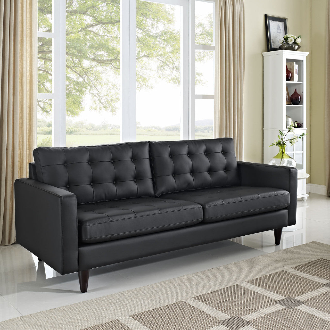 Empress Leather Sofa in Black