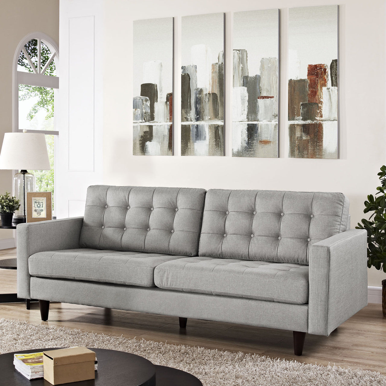 Empress Upholstered Sofa, Grey Fabric