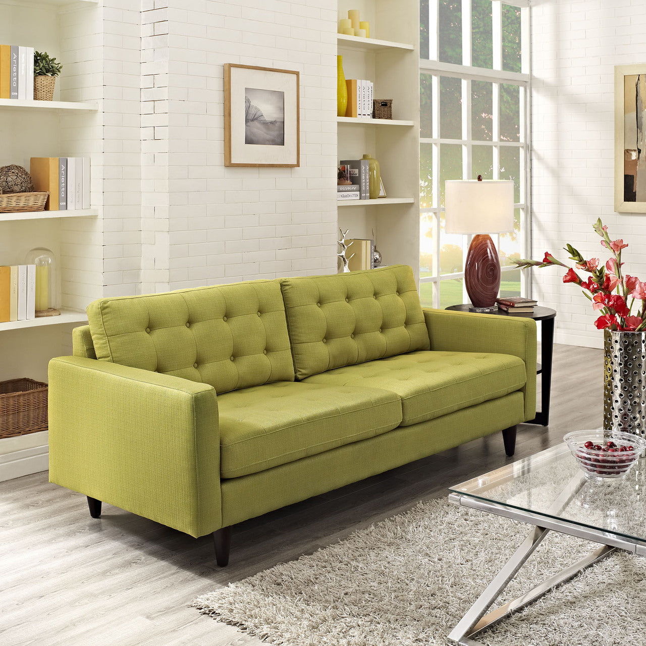 Empress Upholstered Sofa in Wheatgrass